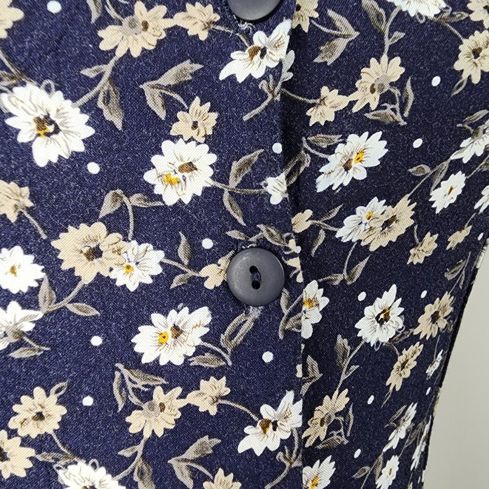 Vintage Jessica Scott Navy Blue Floral Button Up Romper Size S/M - Picture 4 of 11